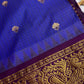 Blue Purple Check Semi Gadwal Silk  Saree - 