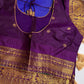 Blue Purple Check Semi Gadwal Silk  Saree - 