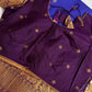 Blue Purple Check Semi Gadwal Silk  Saree - 