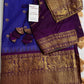 Blue Purple Check Semi Gadwal Silk  Saree - 