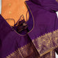 Mustard Purple Check Semi Gadwal Silk  Saree - 