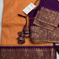 Mustard Purple Check Semi Gadwal Silk  Saree - 