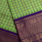 Green Check Semi Gadwal Silk  Saree - 