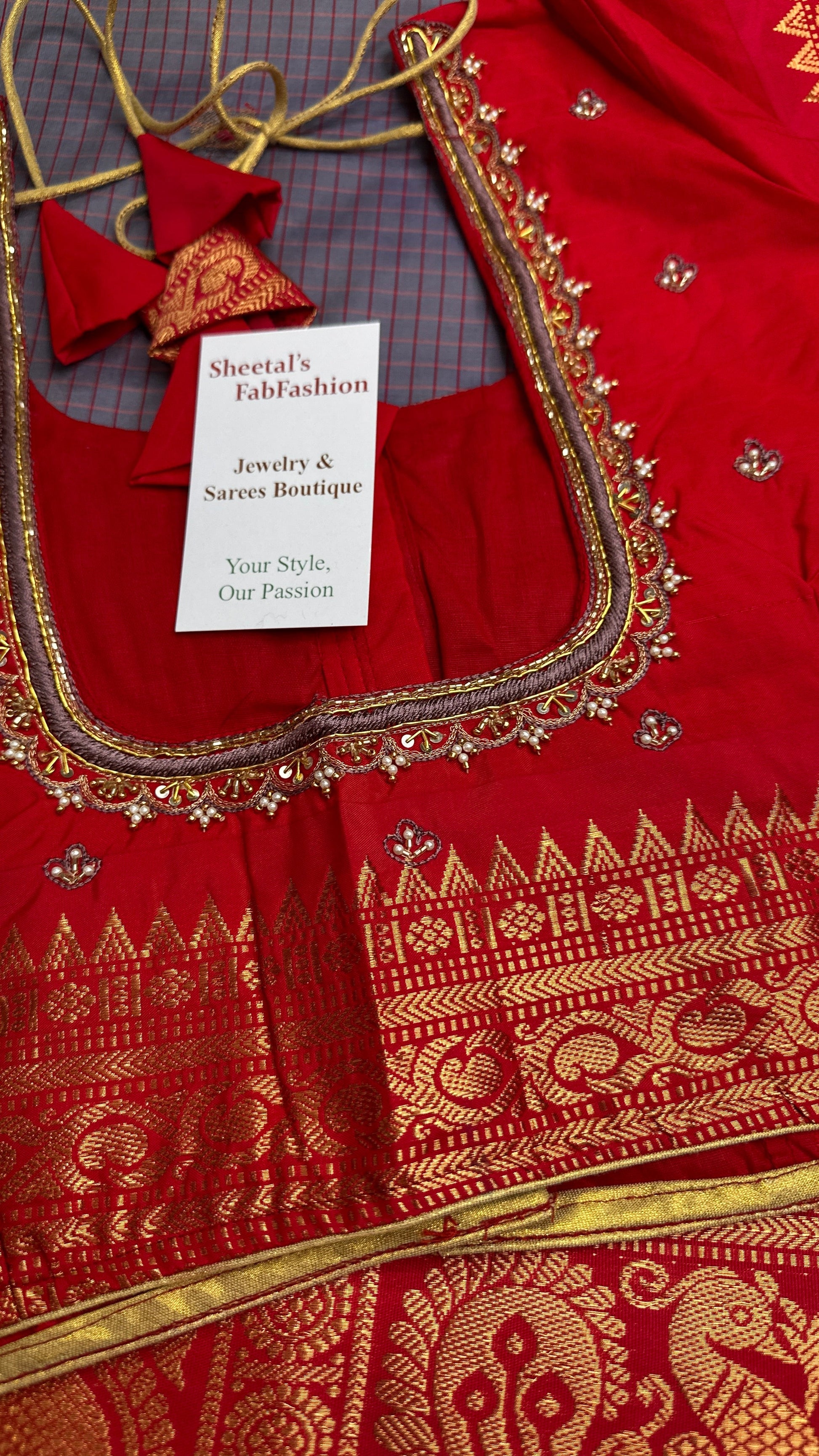 Blue Grey Check Semi Gadwal Silk  Saree - 