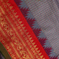 Blue Grey Check Semi Gadwal Silk  Saree - 