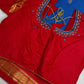 Blue Red Semi Gadwal Silk Saree - 