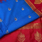Blue Red Semi Gadwal Silk Saree - 