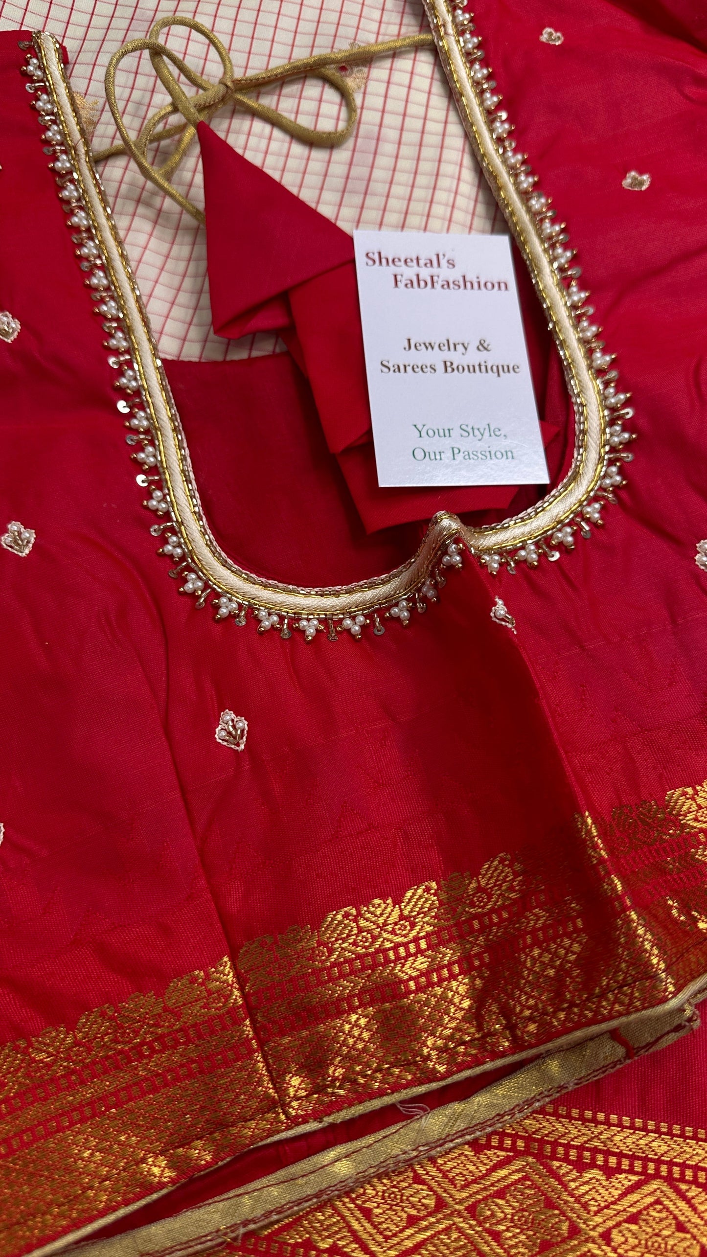 Cream Red Semi Gadwal Silk Saree - 
