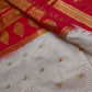 Cream Red Semi Gadwal Silk Saree - 