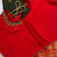 Green Red Check Semi Gadwal Silk  Saree - 