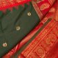 Green Red Check Semi Gadwal Silk  Saree - 