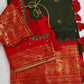 Green Red Check Semi Gadwal Silk  Saree - 