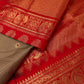 Green Red Check Semi Gadwal Silk  Saree - 
