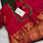 Green Pink Check Semi Gadwal Silk  Saree - 