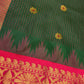 Green Pink Check Semi Gadwal Silk  Saree - 