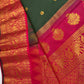 Green Pink Check Semi Gadwal Silk  Saree - 