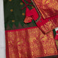 Green Pink Check Semi Gadwal Silk  Saree - 
