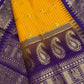 Check Semi Gadwal Silk Yellow Purple Saree - 