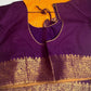 Check Semi Gadwal Silk Yellow Purple Saree - 