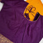 Check Semi Gadwal Silk Yellow Purple Saree - 