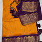 Check Semi Gadwal Silk Yellow Purple Saree - 