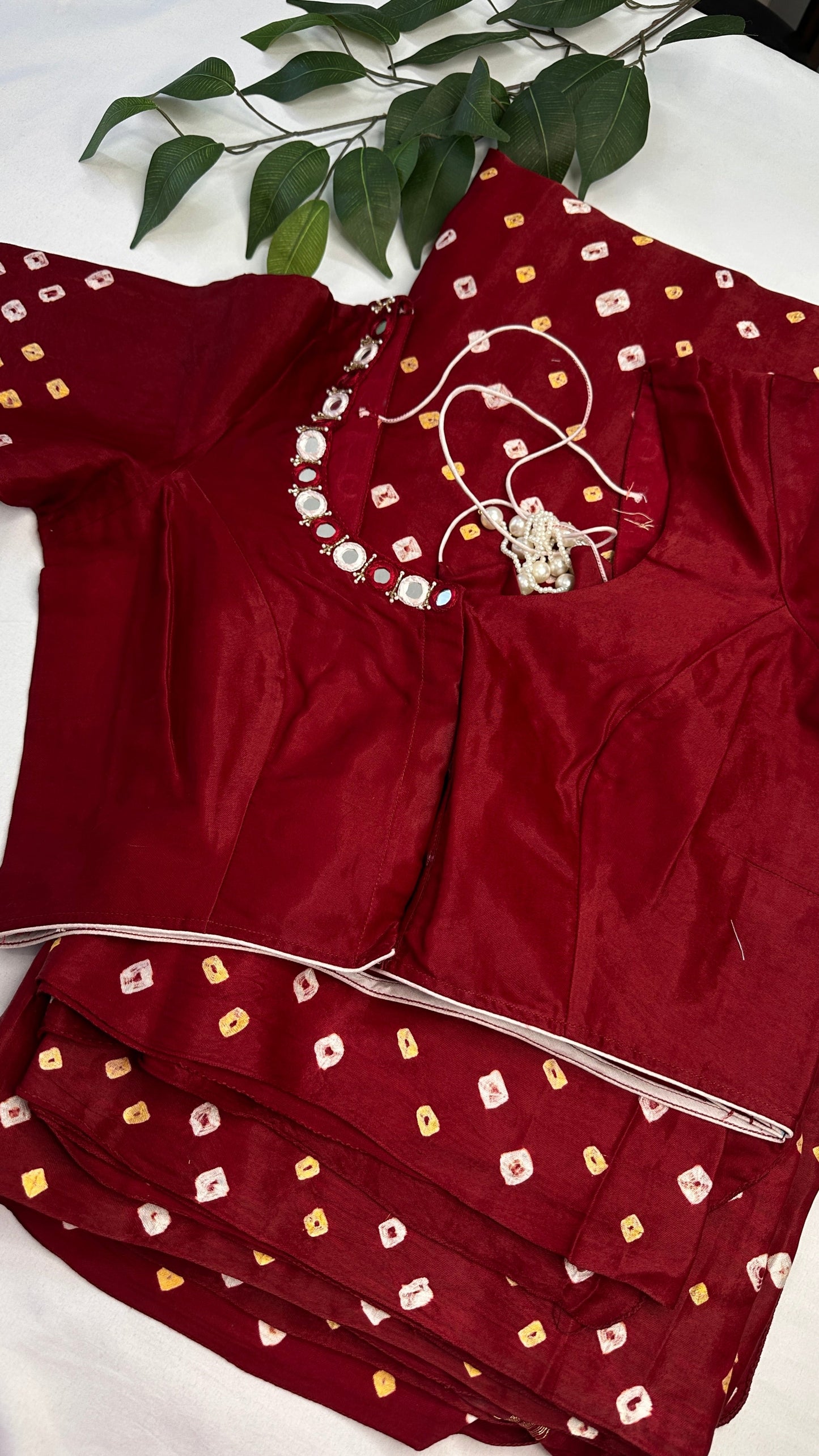 Bandhani Bhandej Maroon Red Modal Silk Saree - 