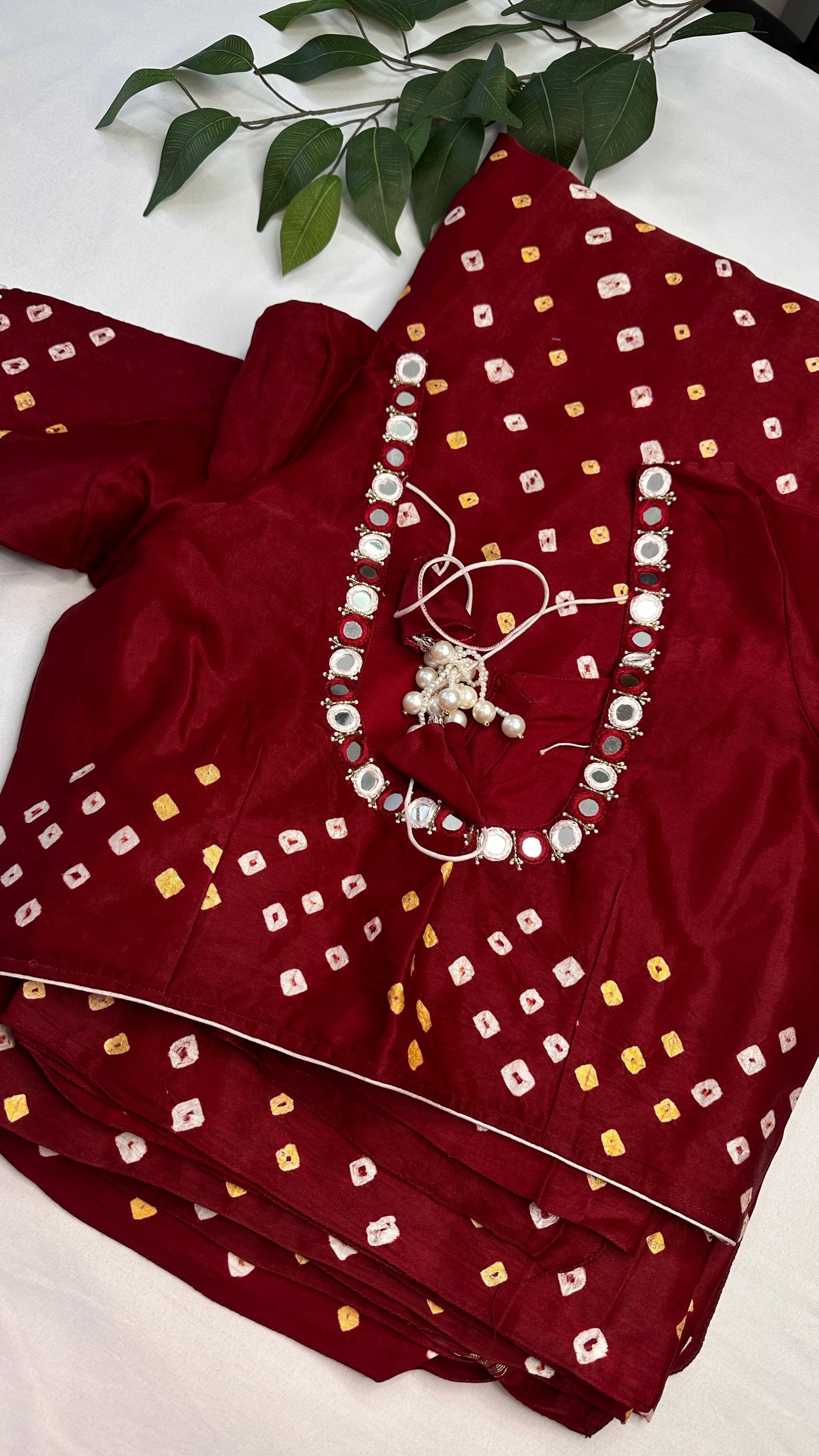 Bandhani Bhandej Maroon Red Modal Silk Saree - 