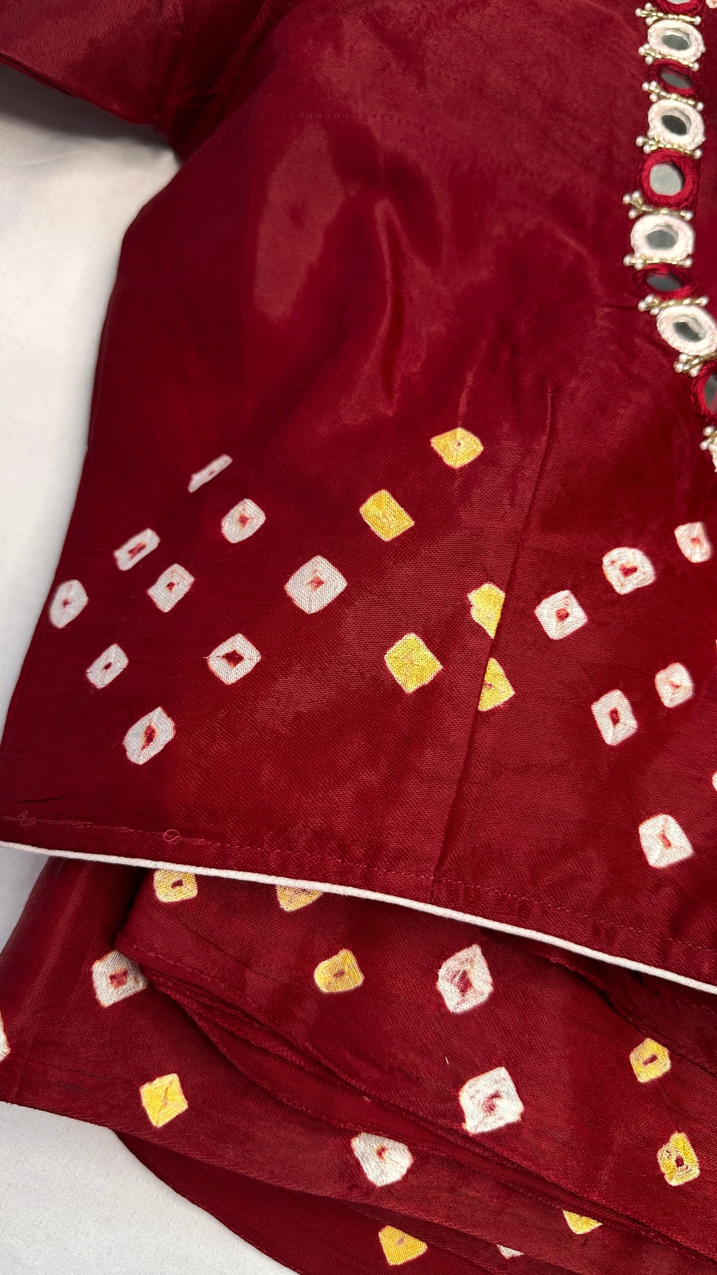 Bandhani Bhandej Maroon Red Modal Silk Saree - 