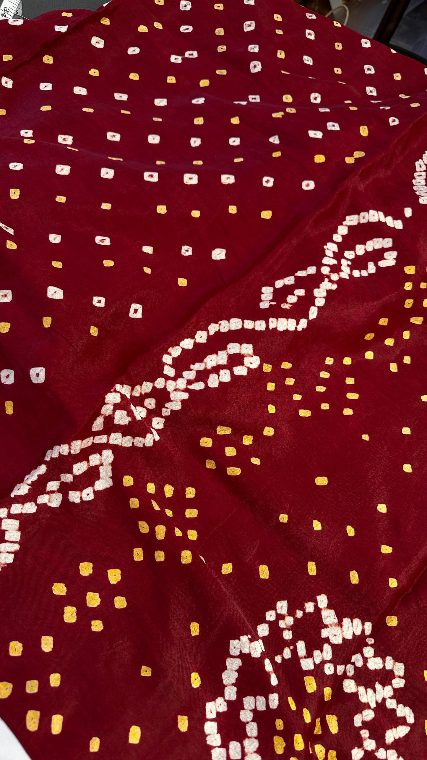 Bandhani Bhandej Maroon Red Modal Silk Saree - 