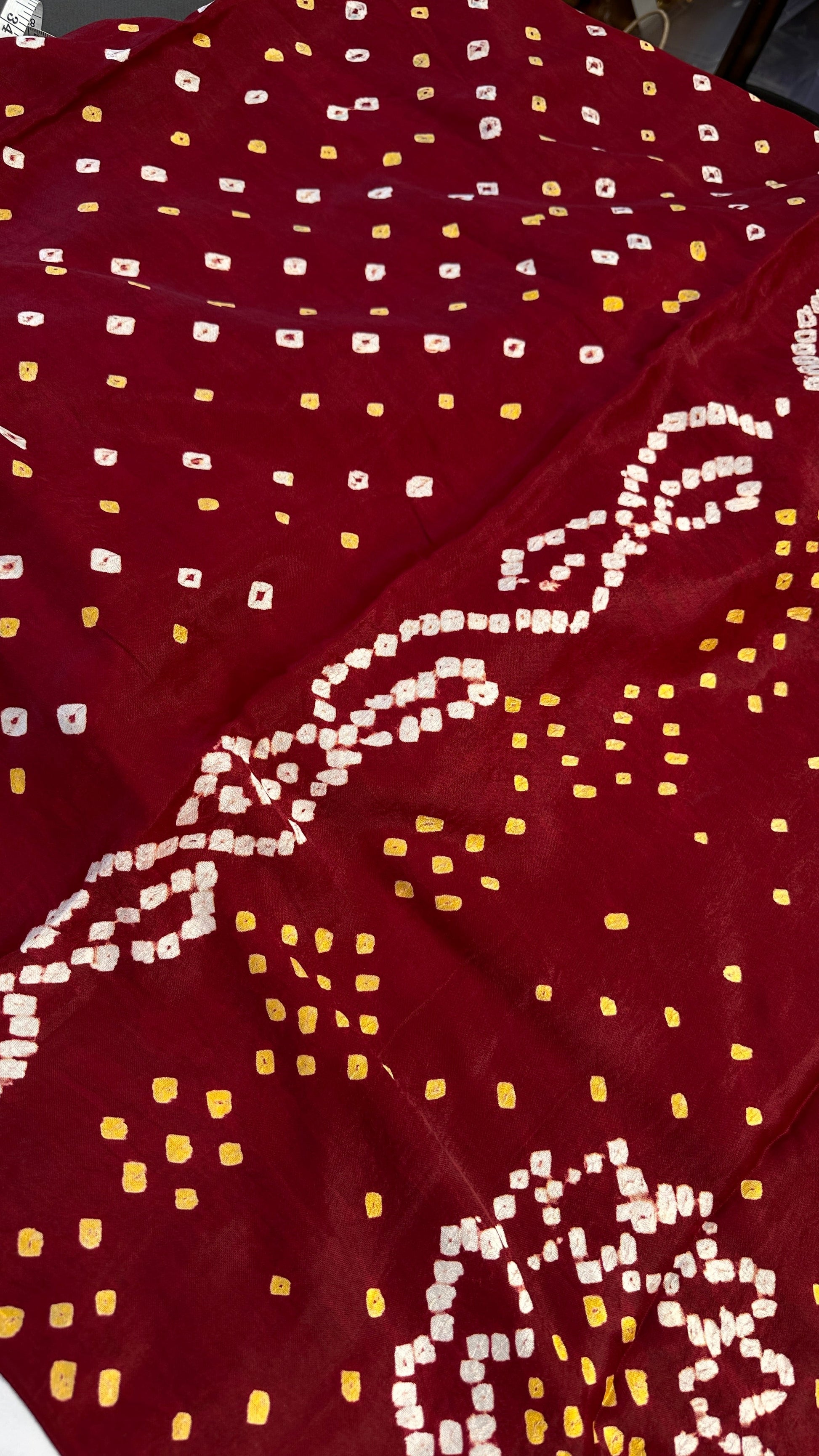 Bandhani Bhandej Maroon Red Modal Silk Saree - 