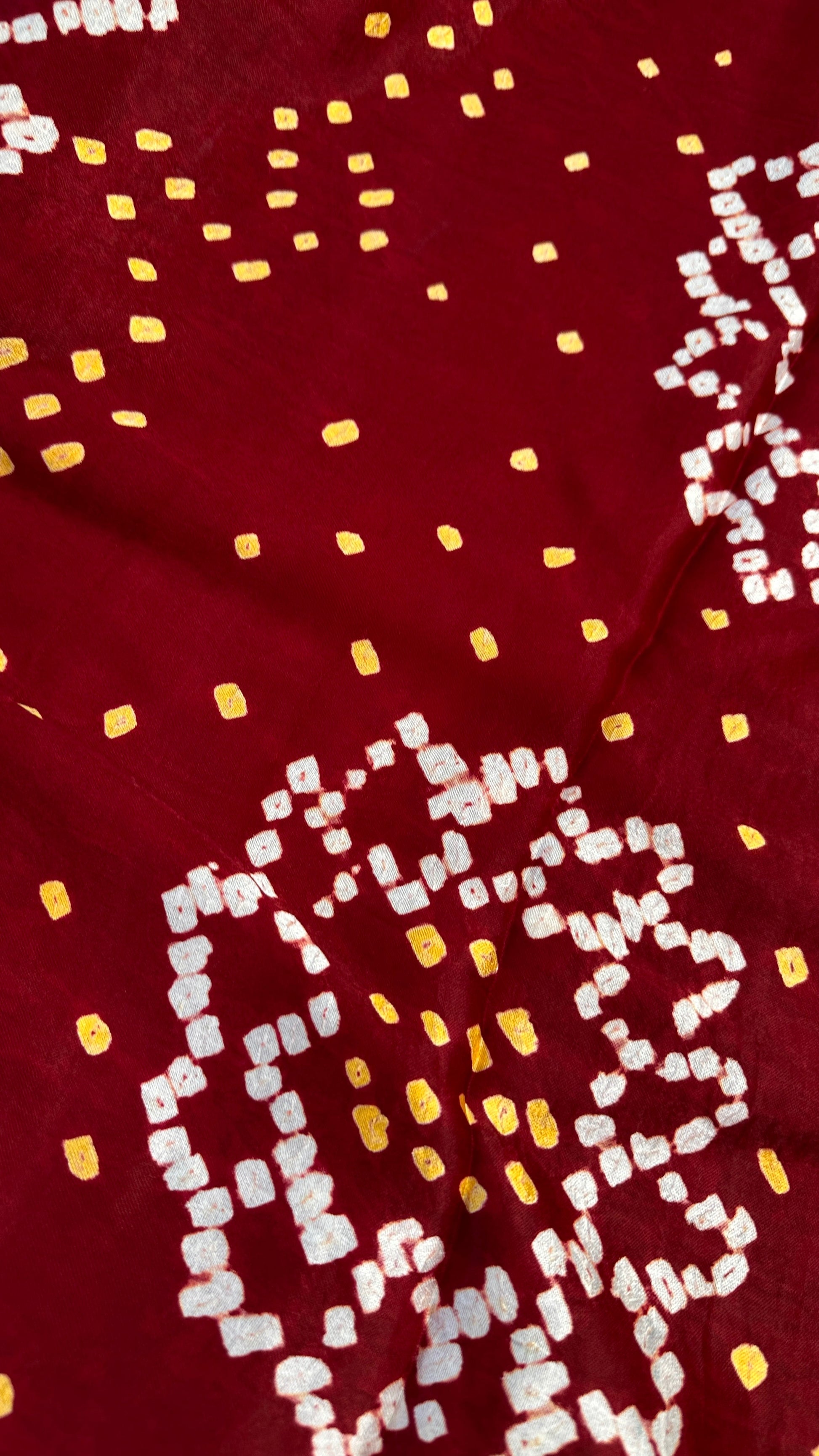 Bandhani Bhandej Maroon Red Modal Silk Saree - 