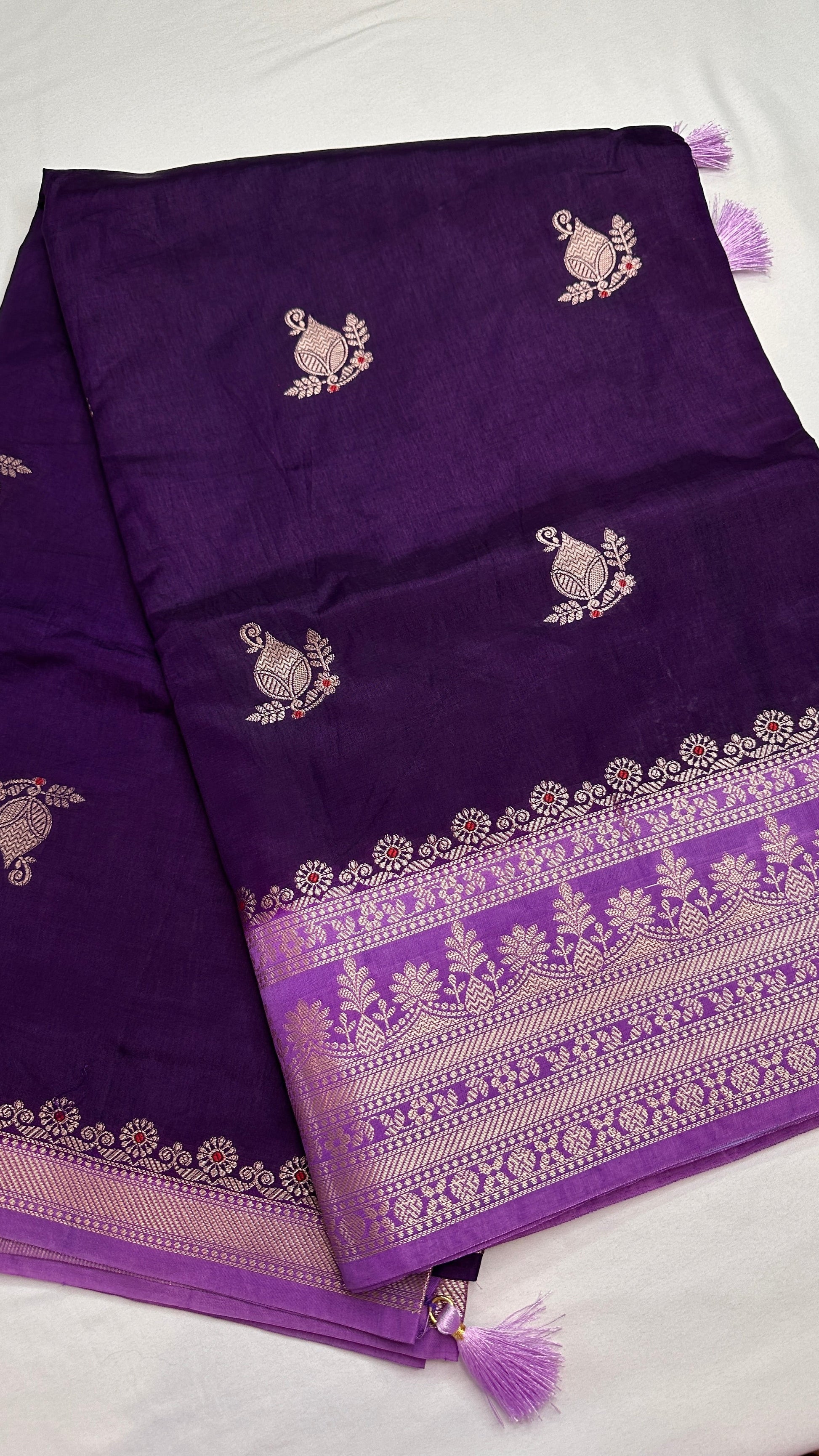 Purple Raw Mango Light Weight Silk Saree - 