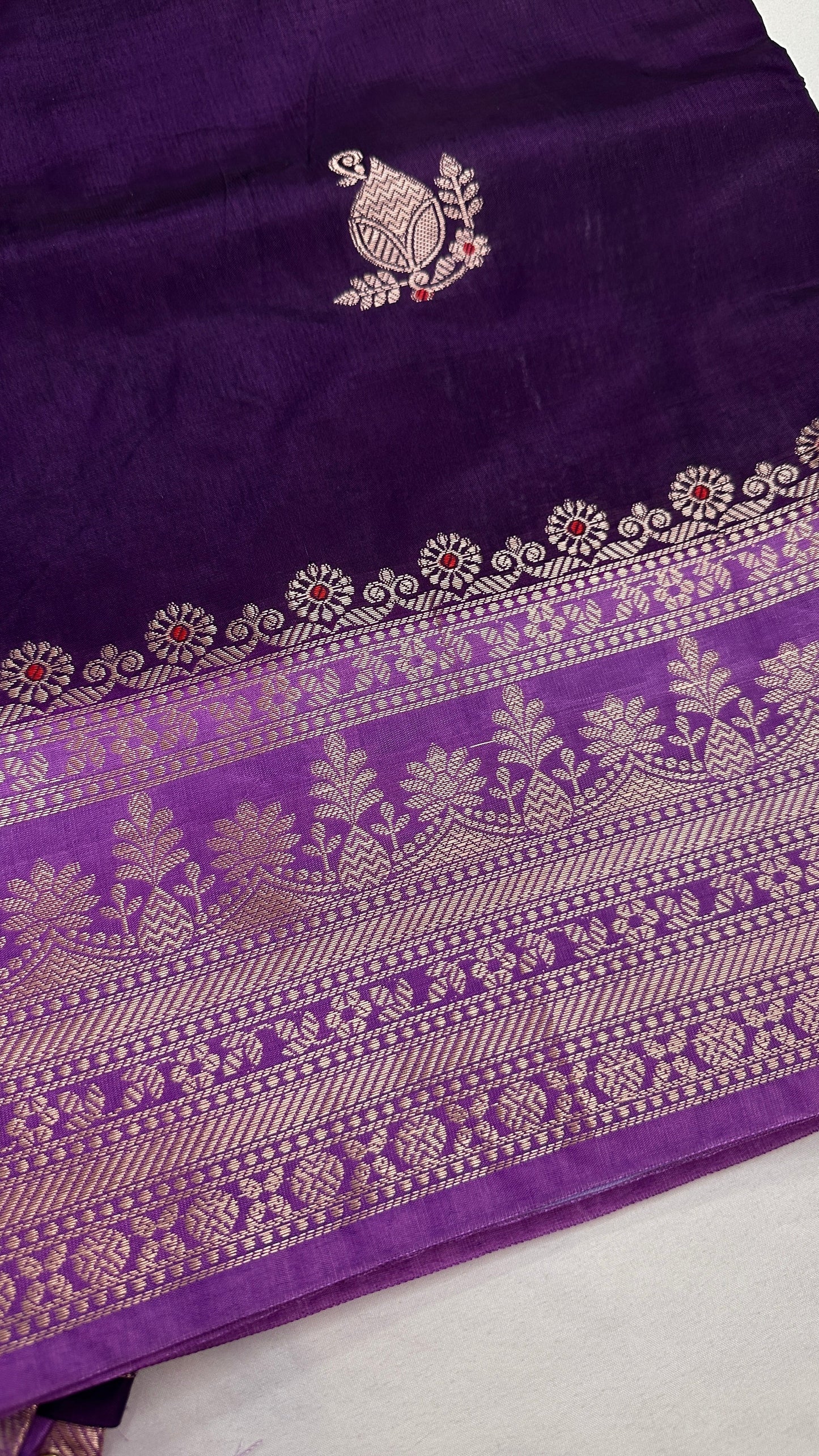Purple Raw Mango Light Weight Silk Saree - 