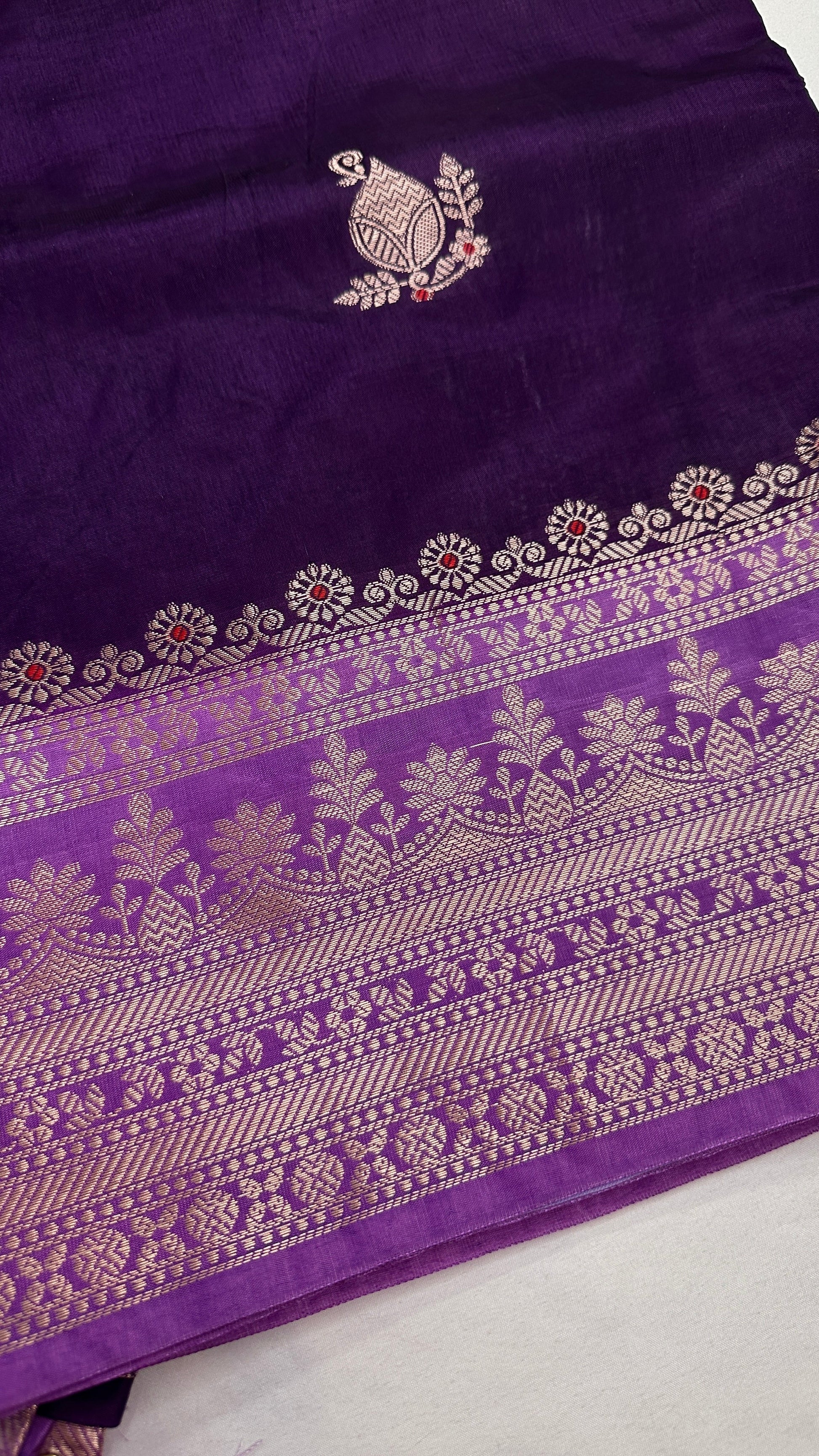 Purple Raw Mango Light Weight Silk Saree - 