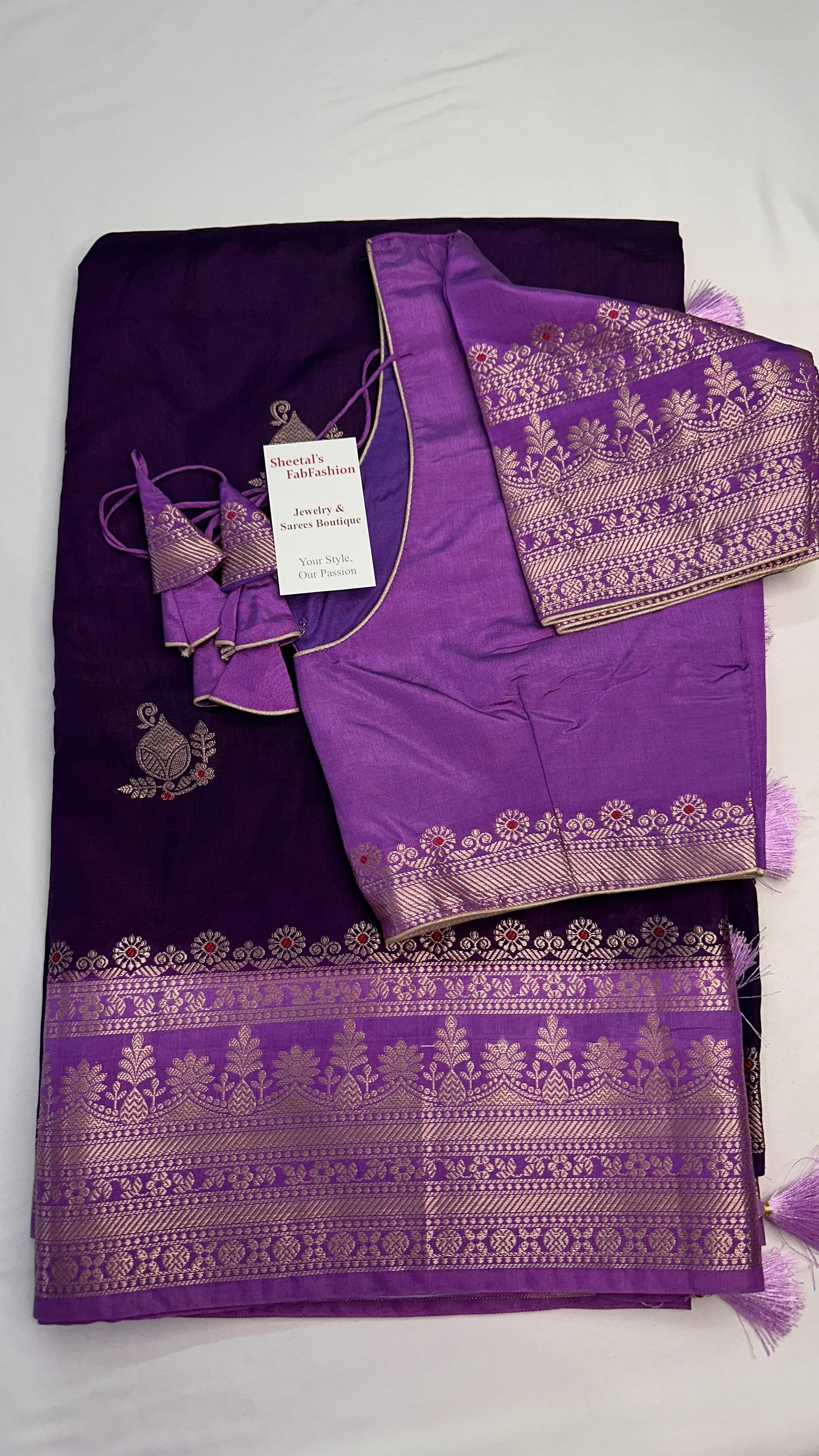 Purple Raw Mango Light Weight Silk Saree - 