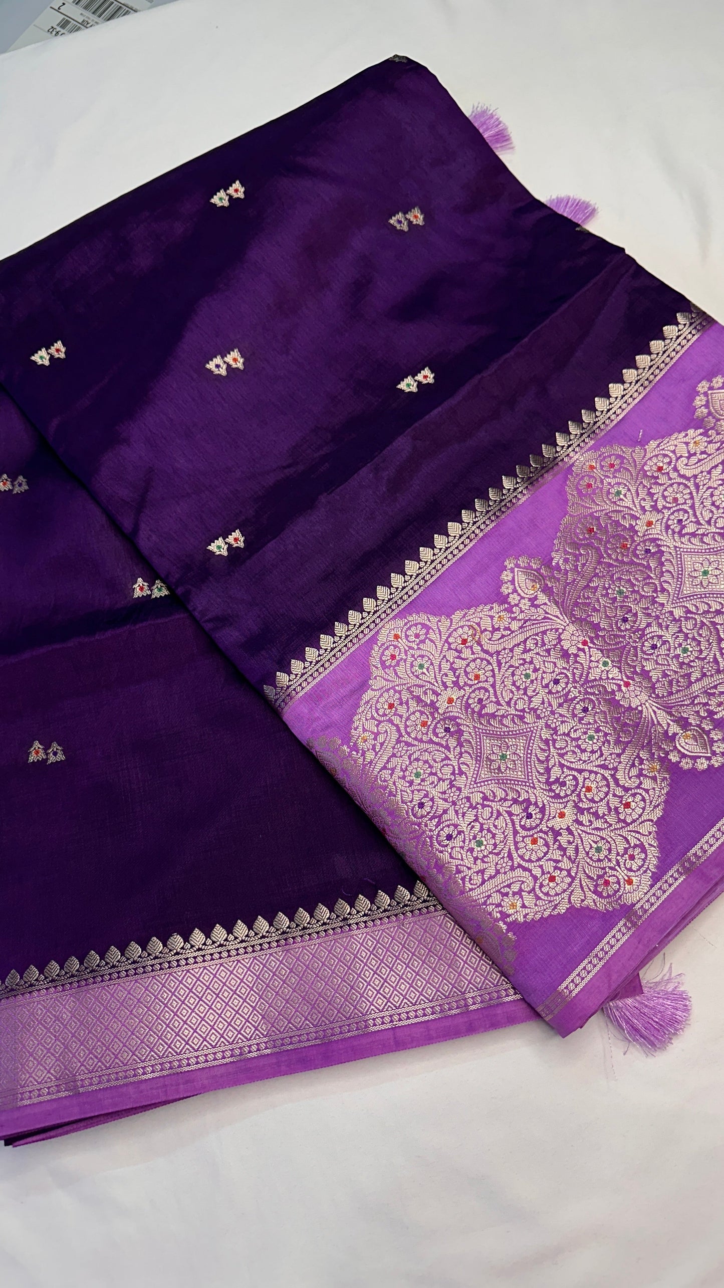 Purple Raw Mango Light Weight Silk Saree - 