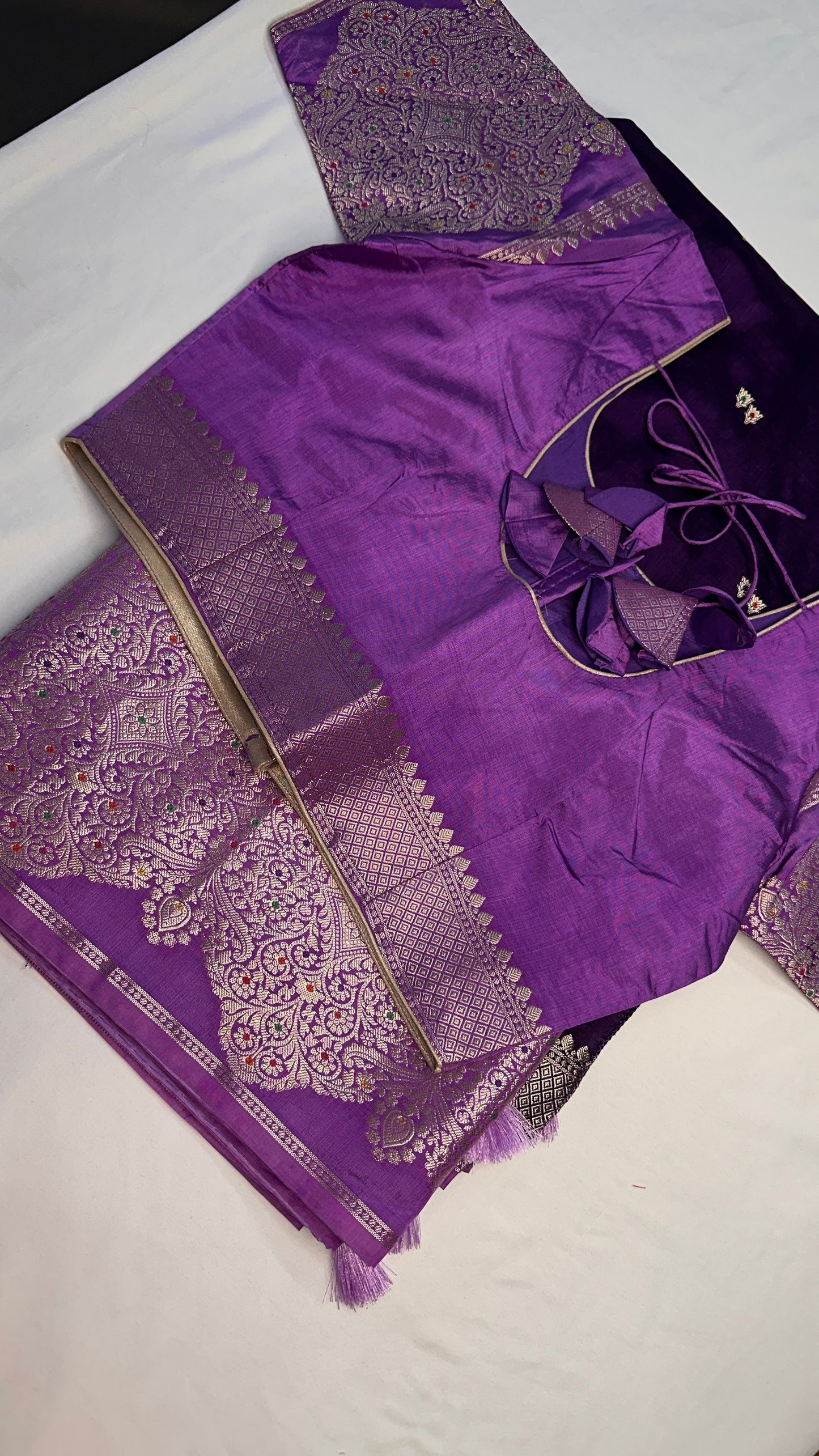 Purple Raw Mango Light Weight Silk Saree - 