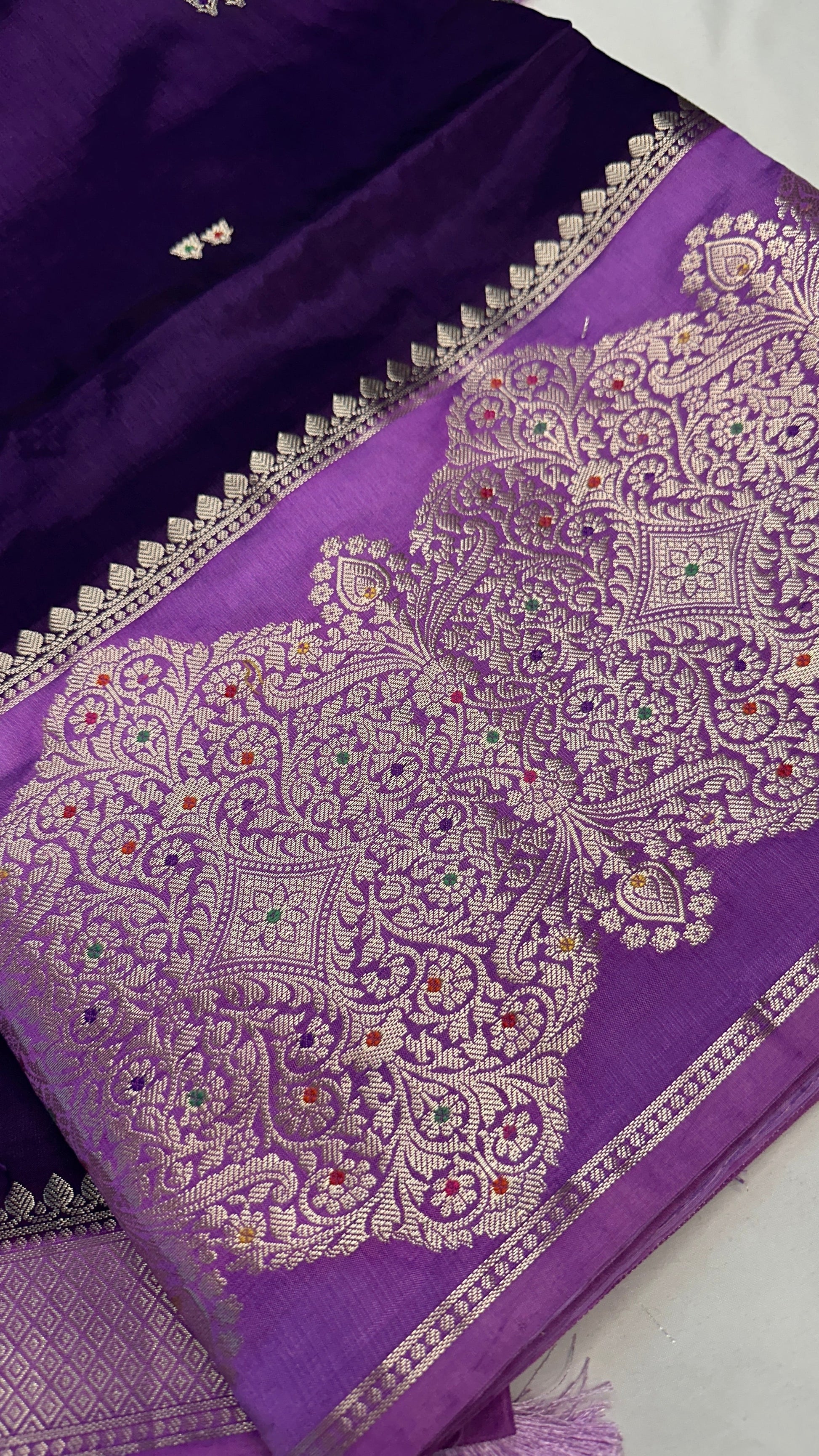 Purple Raw Mango Light Weight Silk Saree - 