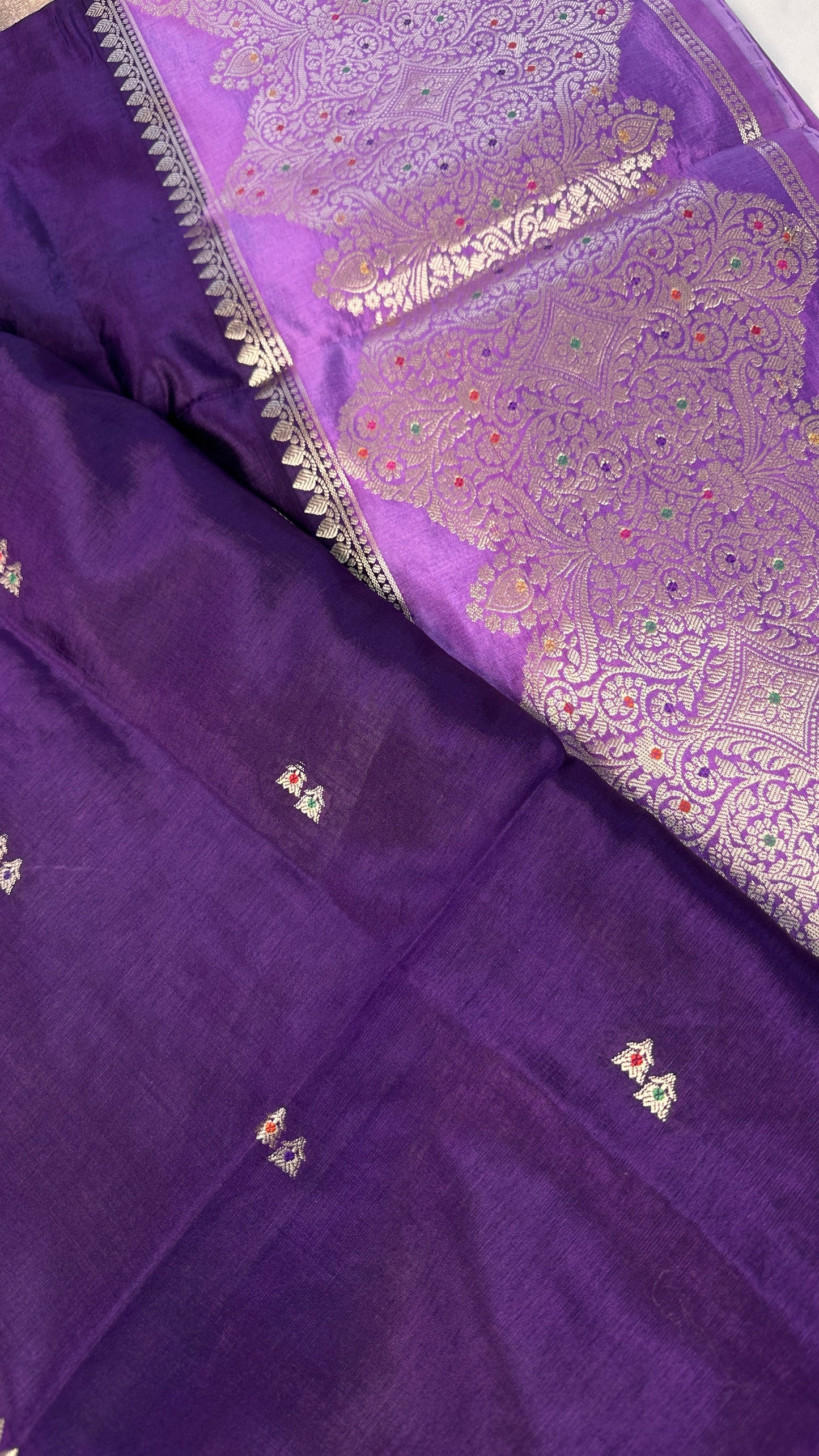 Purple Raw Mango Light Weight Silk Saree - 