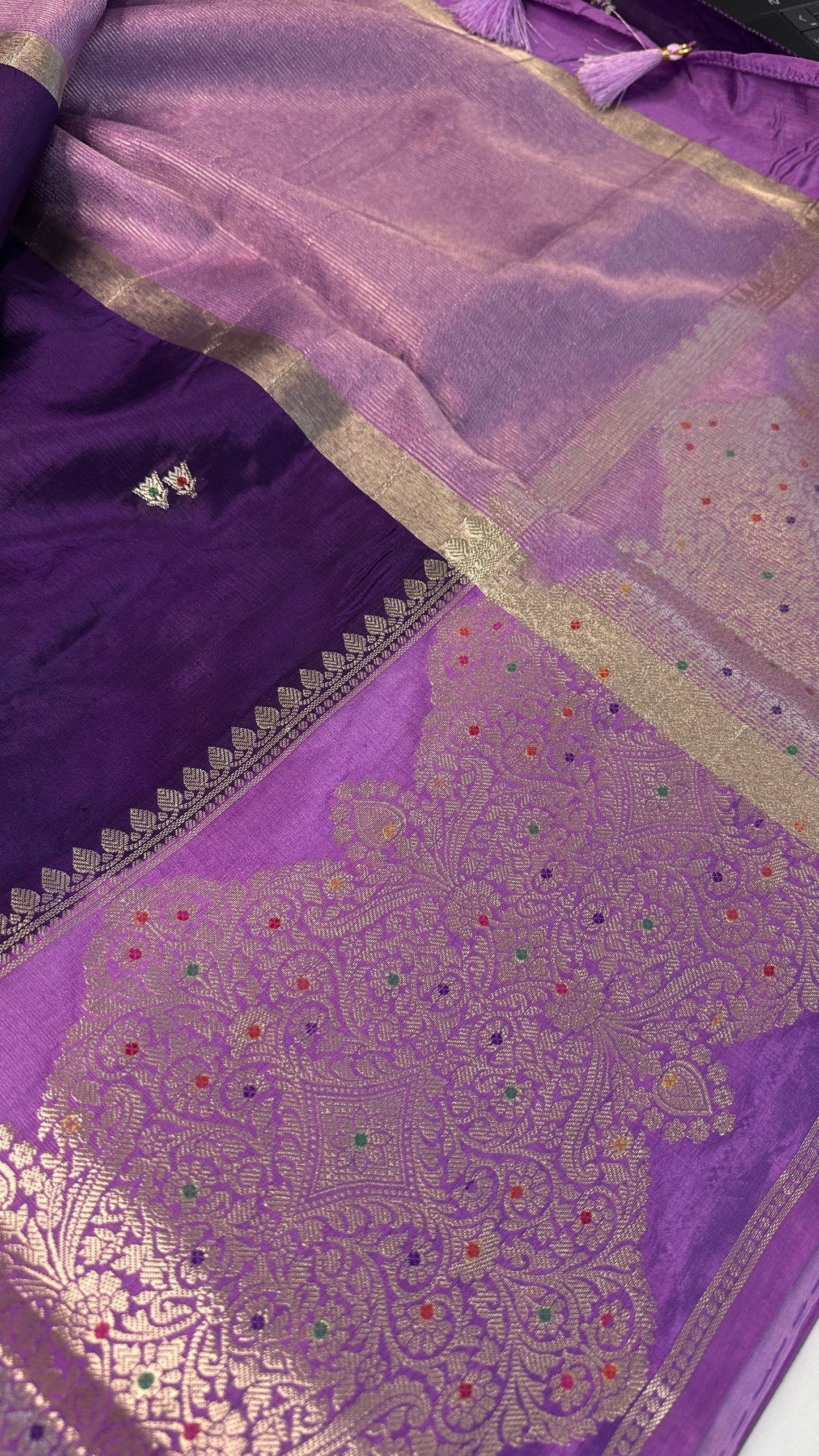 Purple Raw Mango Light Weight Silk Saree - 