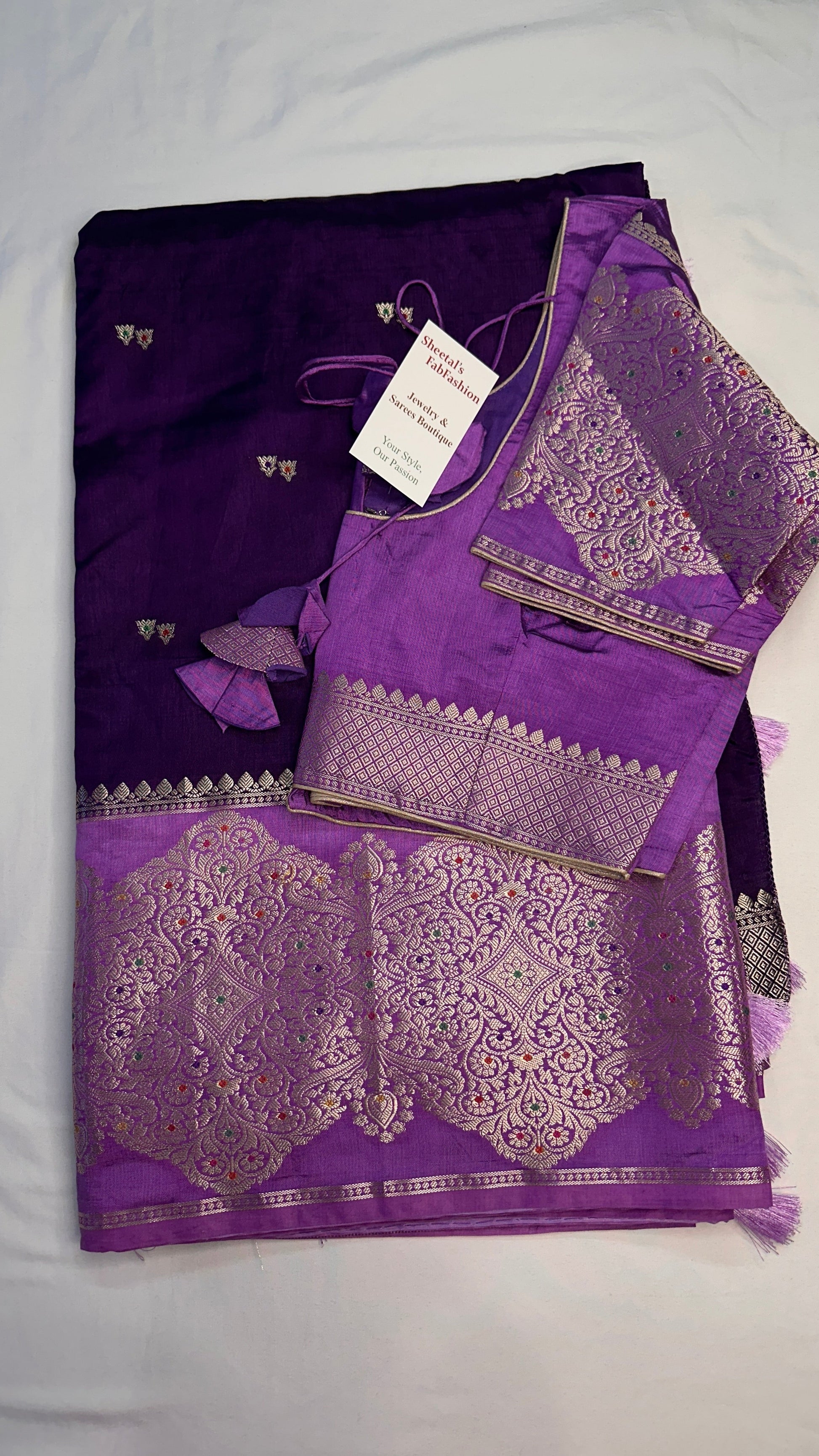 Purple Raw Mango Light Weight Silk Saree - 