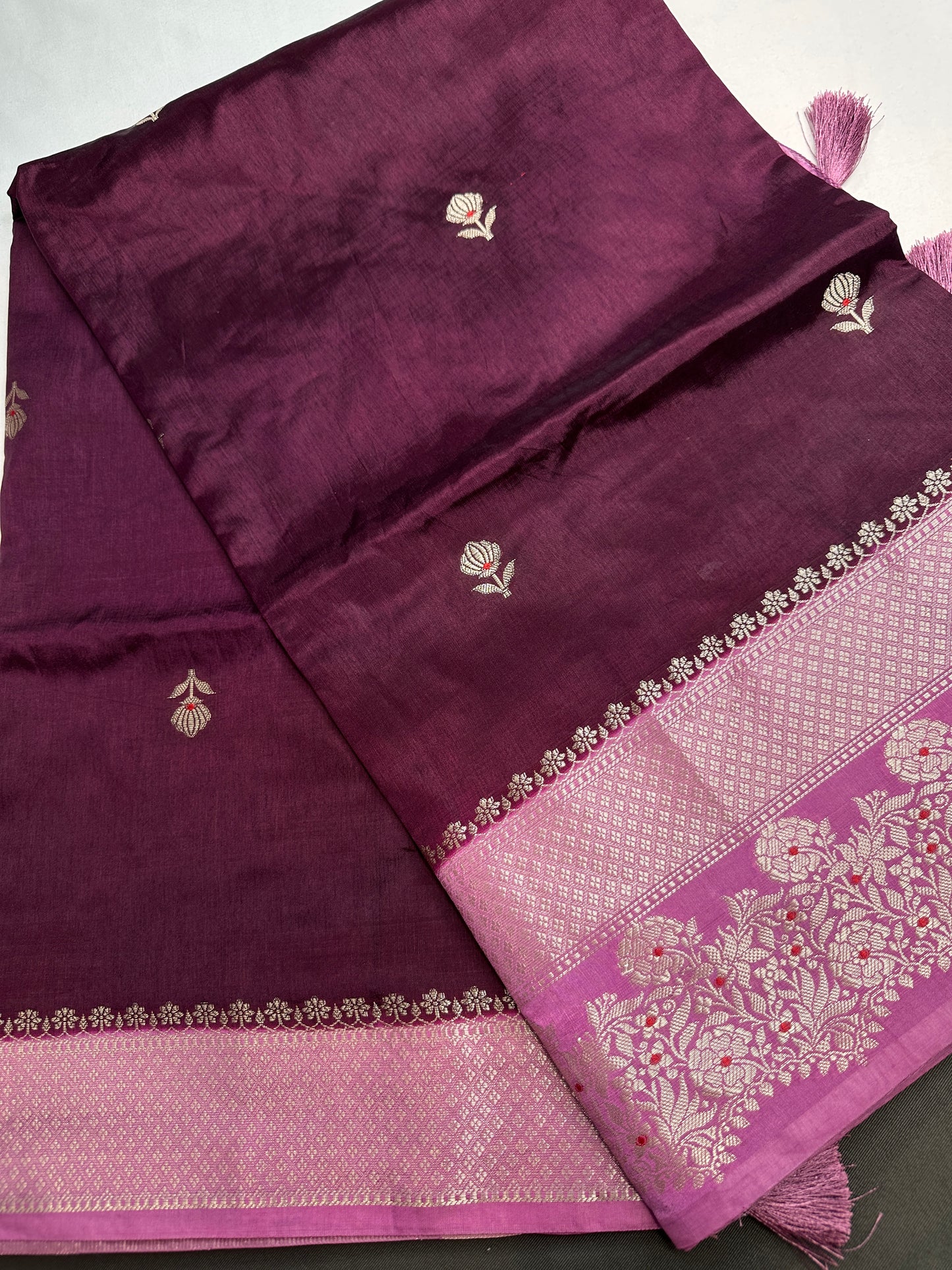 Purple Raw Mango Light Weight Silk Saree - 