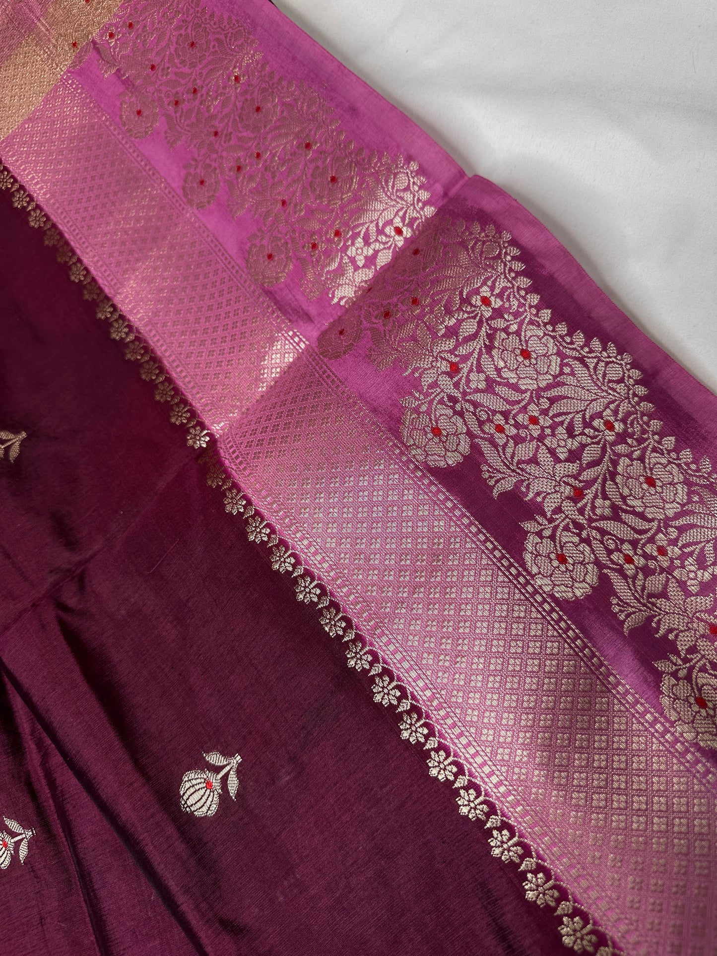 Purple Raw Mango Light Weight Silk Saree - 