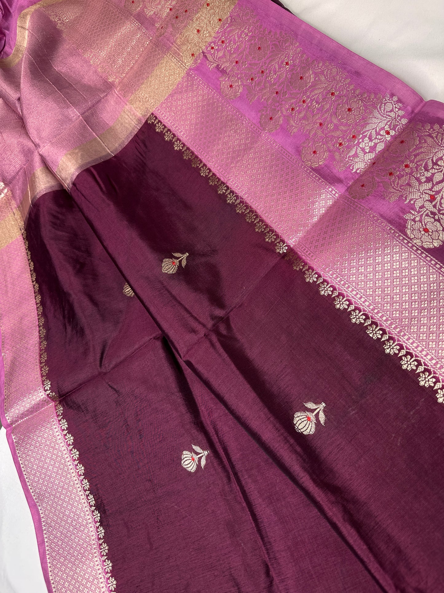 Purple Raw Mango Light Weight Silk Saree - 