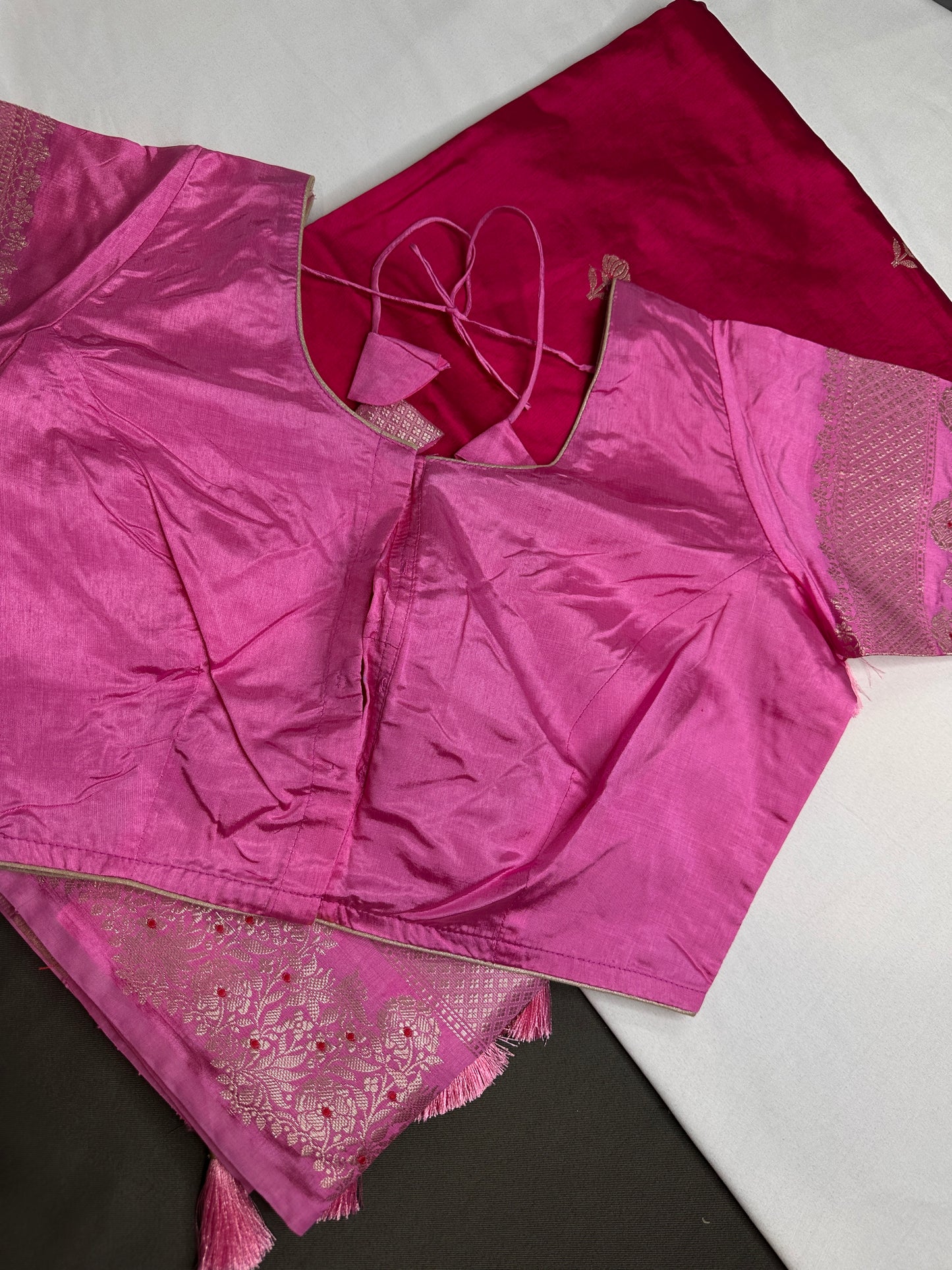 Pink Raw Mango Light Weight Silk Saree - 