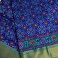 Blue Patola Ikkat Light Weight Silk Saree - 
