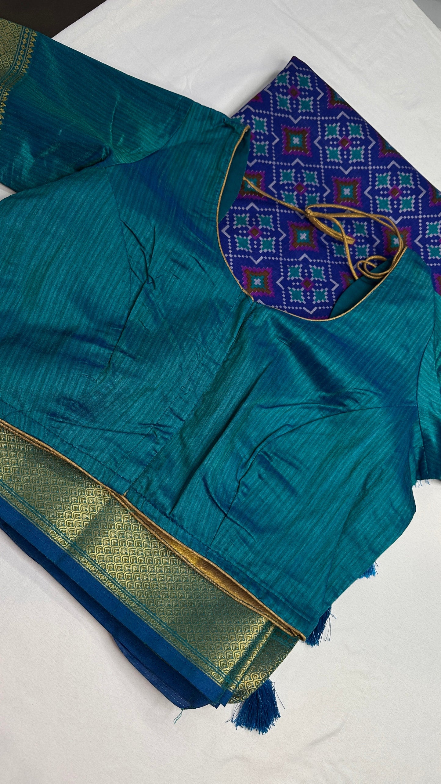 Blue Patola Ikkat Light Weight Silk Saree - 