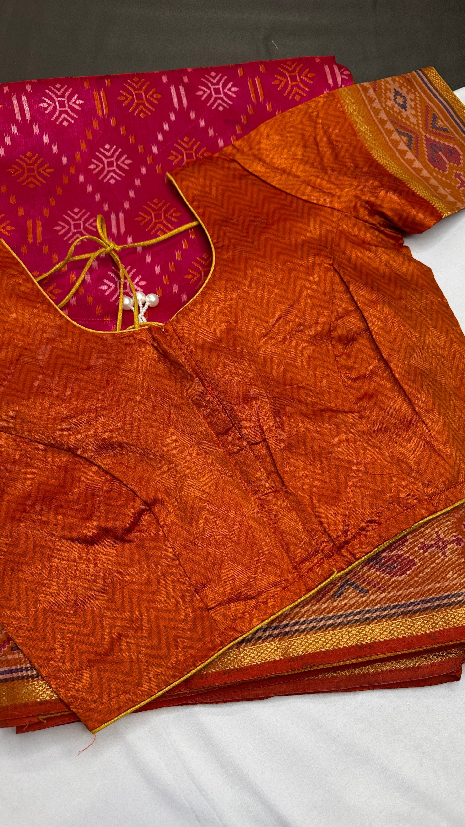 Pink Patola Ikkat Light Weight Silk Saree - 