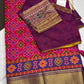 Pink Purple Patola Ikkat Light Weight Silk Saree - 