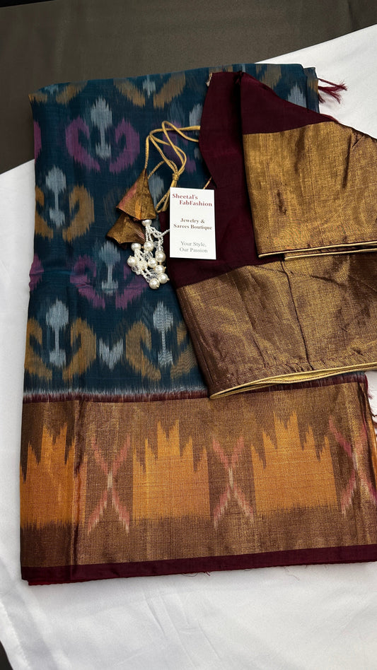 Pure Cotton Silk Pochampally Ikkat Saree - 